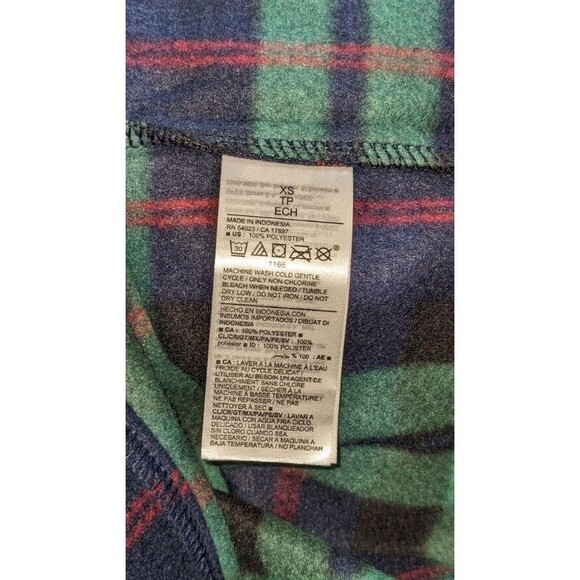 Old Navy Sweatshirt XS Women's Green Tartan Plaid Fleece Crewneck Sleepwear Cozy - Picture 6 of 6